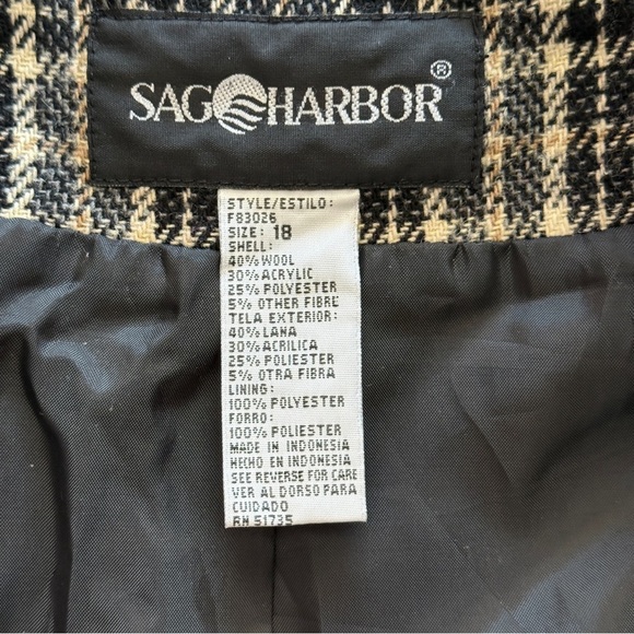 Sag Harbor Woman Brown Plaid Blazer Size 18 - Picture 5 of 8